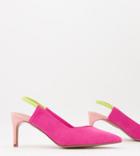 Asos Design Wide Fit Starship Slingback Mid Heel Shoes In White-multi