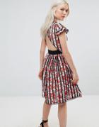 Foxiedox Mirabel Open Back Striped Skater Dress - Multi