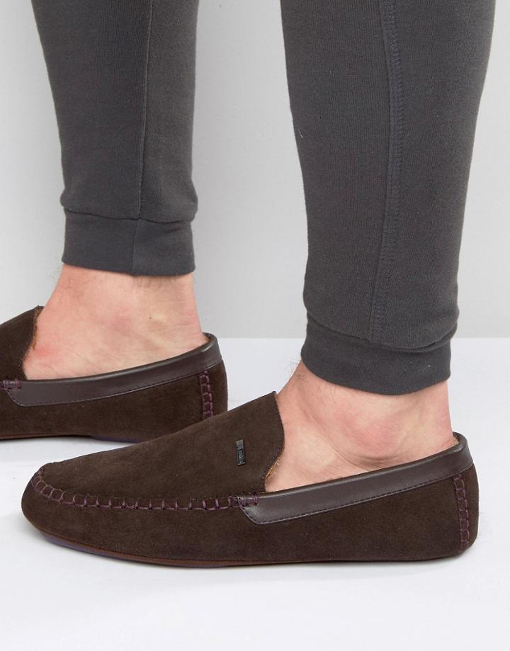 Ted Baker Moriss Suede Slippers - Brown
