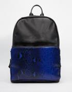 Asos Backpack With Navy Pocket - Black