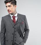 Heart & Dagger Skinny Suit Jacket In Herringbone Tweed - Gray