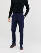 Asos Design Skinny Smart Pants In Navy Cotton