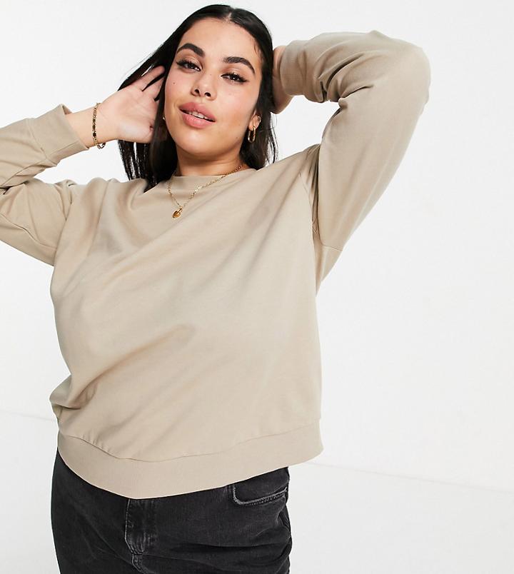 Asos Design Curve Ultimate Sweatshirt In Sand-neutral