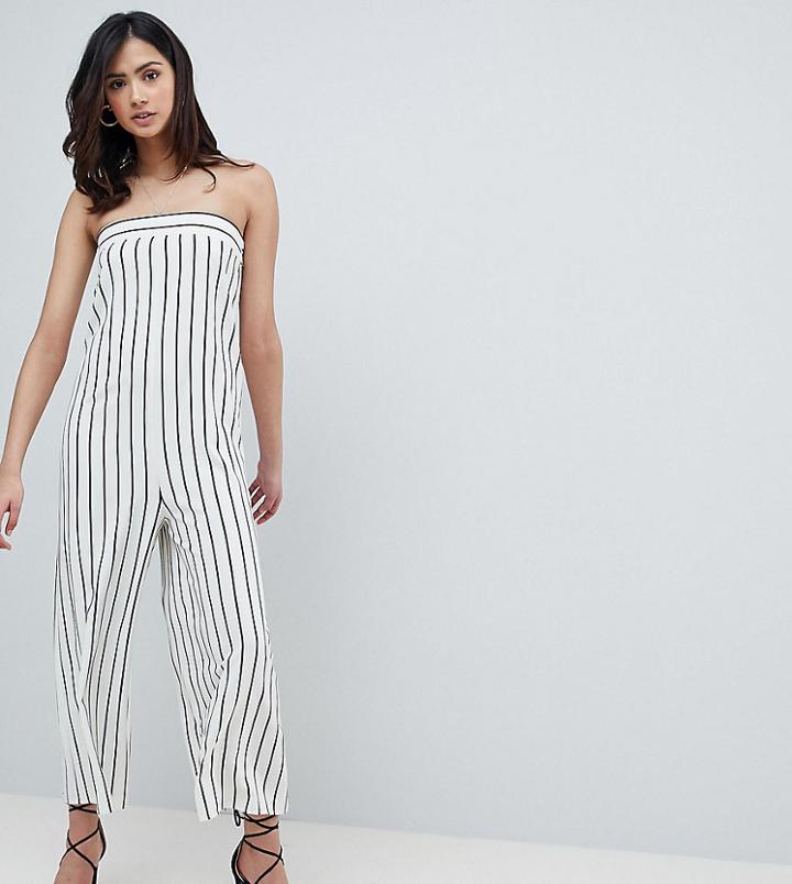 Asos Design Tall Bandeau Minimal Jumpsuit In Pinstripe - Multi