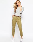 Asos Chino Pants With Belt - Olive