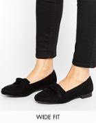 New Look Wide Fit Suedette Knot Front Loafer - Black