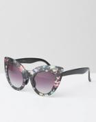 Jeepers Peepers Oversized Cat Eye Sunglasses In Floral Print - Multi