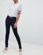 Oasis Skinny Jeans With Contrast Stitching In Raw Wash - Blue
