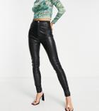 In The Style Tall X Lorna Luxe Contoured Leather Look Leggings In Black
