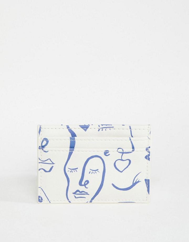 Asos Design Face Print Cardholder-white