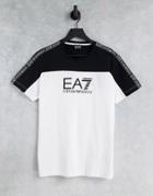 Armani Ea7 Color Block Tape Sleeve T-shirt In White