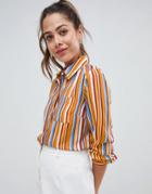 Miss Selfridge Stripe Shirt In Multi - Multi