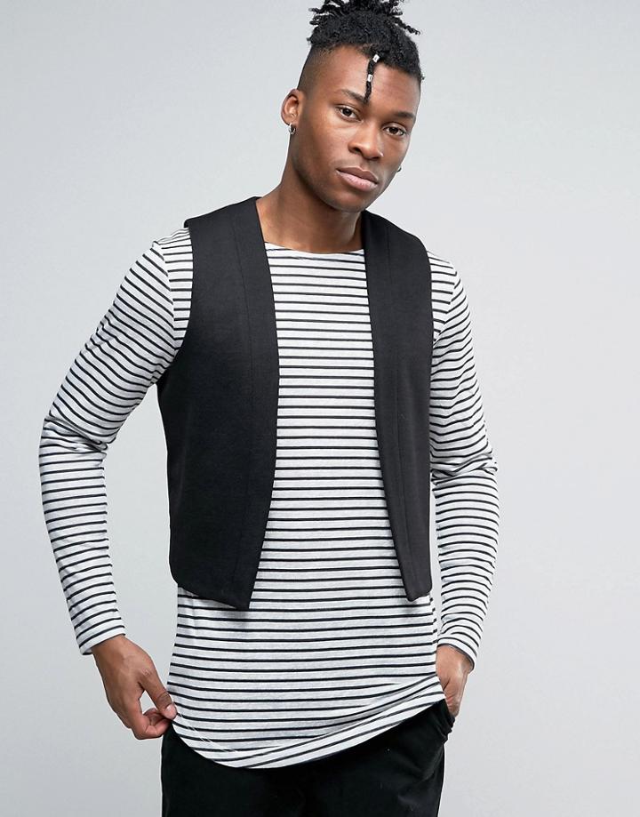 Asos Open Vest In Black - Black