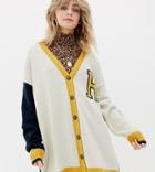 Reclaimed Vintage Inspired Oversized Varsity Cardigan - Multi