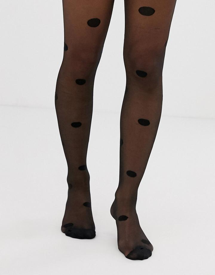 Asos Design 20 Denier Oversized Spot Tights - Black