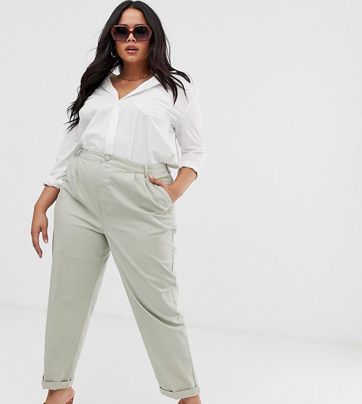 Asos Design Curve Chino Pants - Green