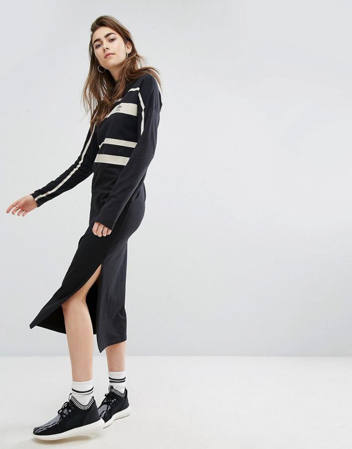 Adidas Paris Stripe Midi Dress - Black