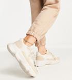 Truffle Collection Wide Fit Chunky Runner Sneakers In Sand-neutral