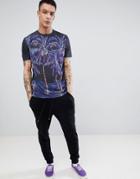 Asos Design Relaxed T-shirt With All Over Palm Tree Scene Print - Black