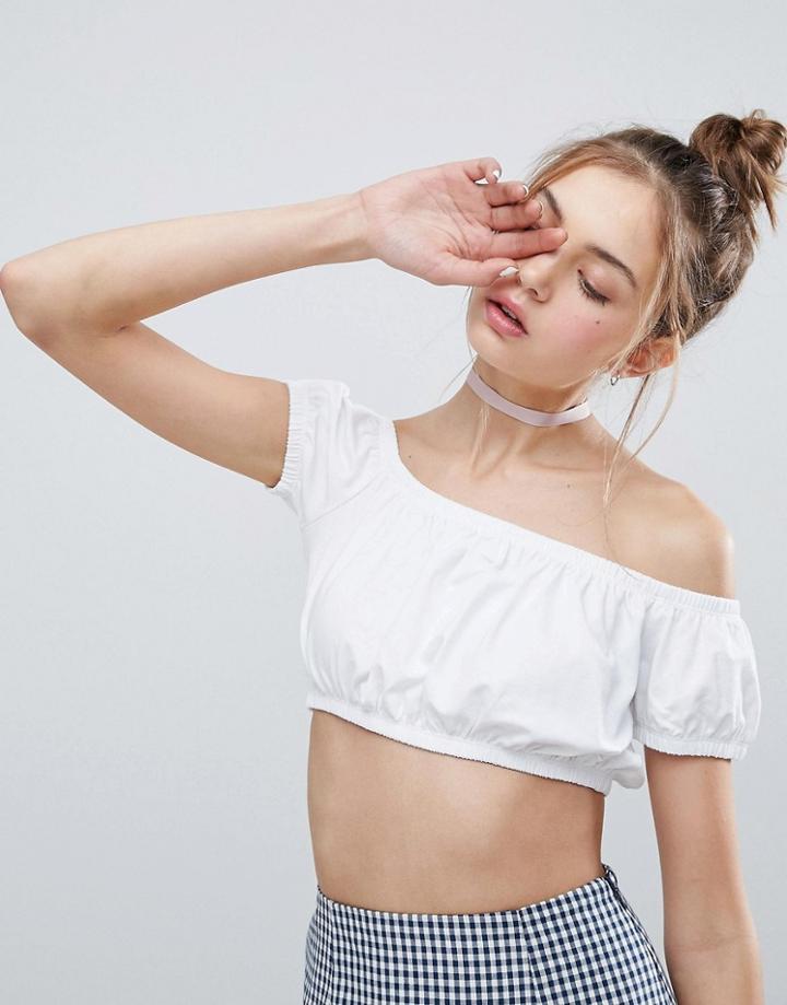 Asos Off Shoulder Bandeau Crop - White