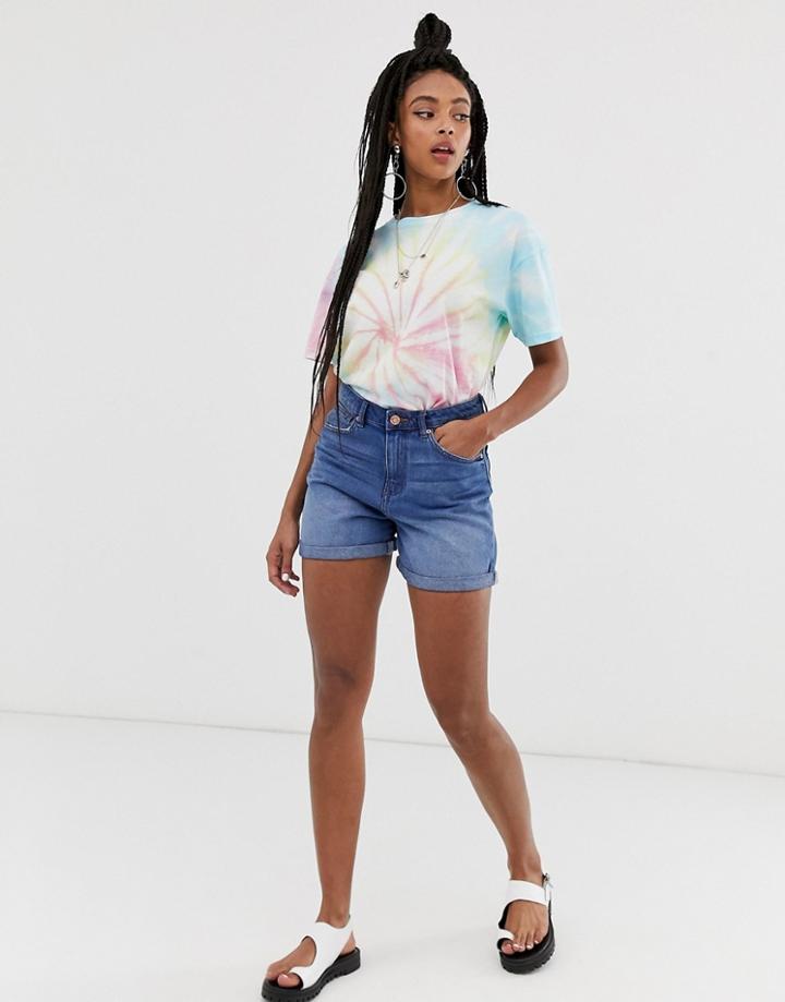 Noisy May High Waisted Denim Shorts - Blue
