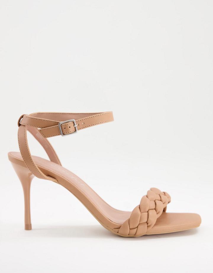 New Look Braided Strappy Stiletto In Camel-brown
