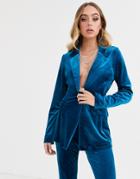 Asos Design Jersey Single Breasted Suit Blazer In Velvet