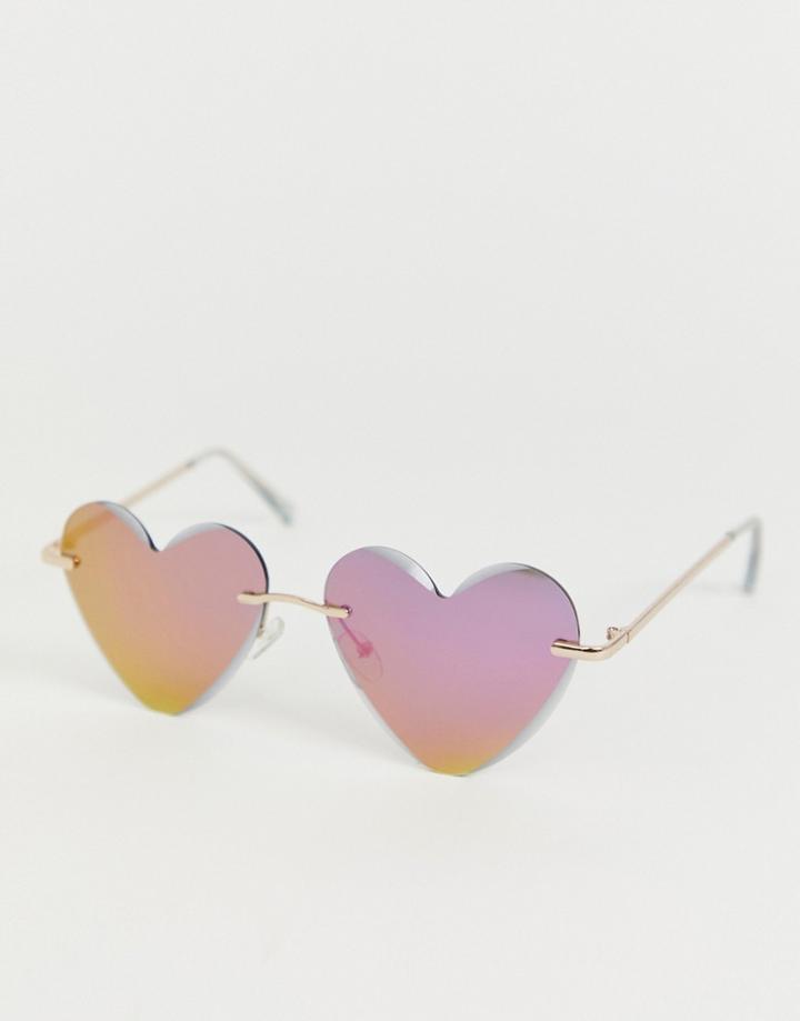 Asos Design Bevelled Heart Sunglasses - Pink