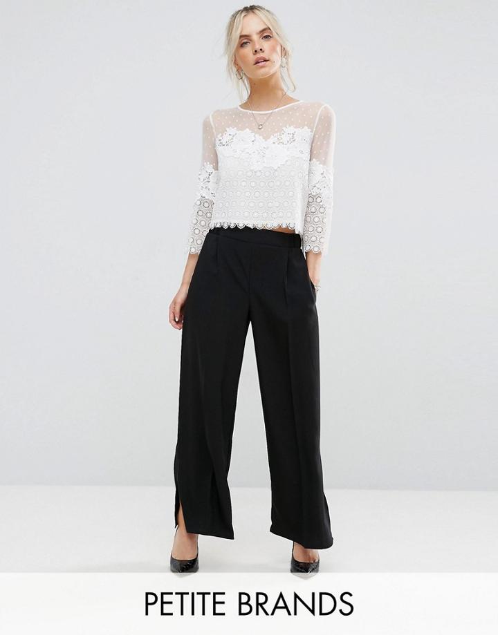 New Look Petite Wide Leg Pants - Black
