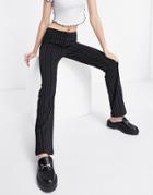 Asos Design 90s Bengaline Flare Pants In Brown Stripe