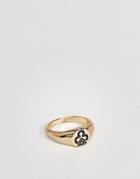 Asos Design Playing Cards Inspired Pinky Ring In Burnished Gold - Gold