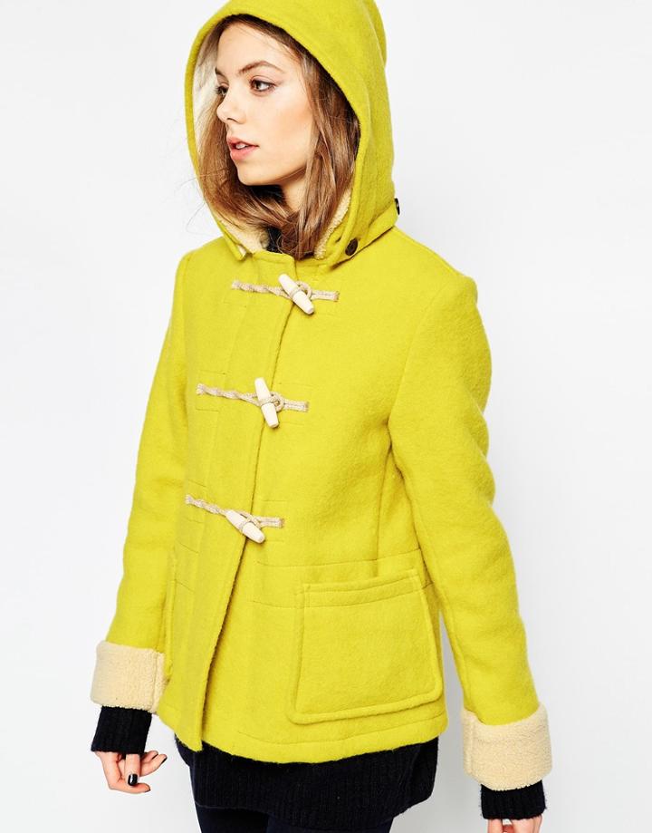 Gloverall Short Duffle With Detachable Hood - Yellow