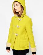 Gloverall Short Duffle With Detachable Hood - Yellow