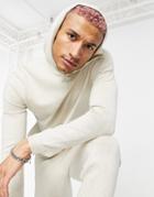 Asos Design Knitted Set Cotton Hoody In Oatmeal-neutral