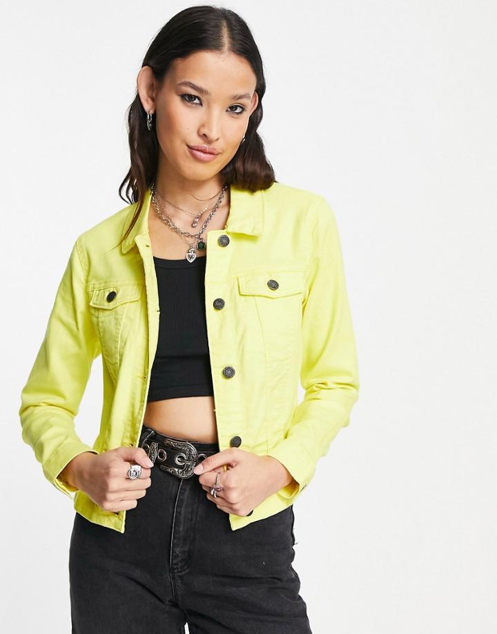 Noisy May Denim Jacket In Bright Yellow