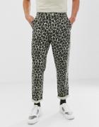 Asos Design Relaxed Fatigue Pants In Washed Animal Print - Stone