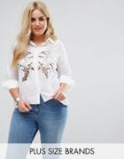 Alice & You Relaxed Shirt With Open Tie Back And Delicate Embroidery - White