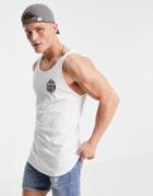 Jack & Jones Originals Longline Curved Hem Tank In White