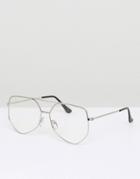 Asos Aviator Glasses With Angular Clear Lens - Clear