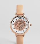 Sekonda Exposed Mechanics Leather Watch In Nude Exclusive To Asos - Beige