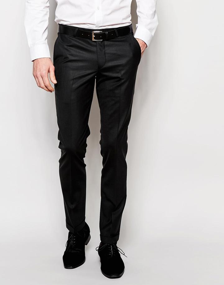 Noose & Monkey Pants With Stretch And Turn Up In Skinny Fit - Black