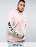 Asos Plus Oversized Hoodie With Cut & Sew & Print - Pink