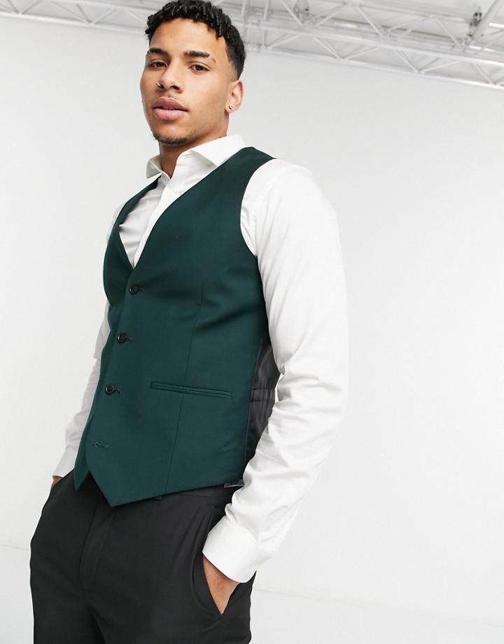 Harry Brown Skinny Fit Stretch Plain Vest-green