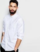 Asos White Oxford Shirt With Neps In Long Sleeves - White