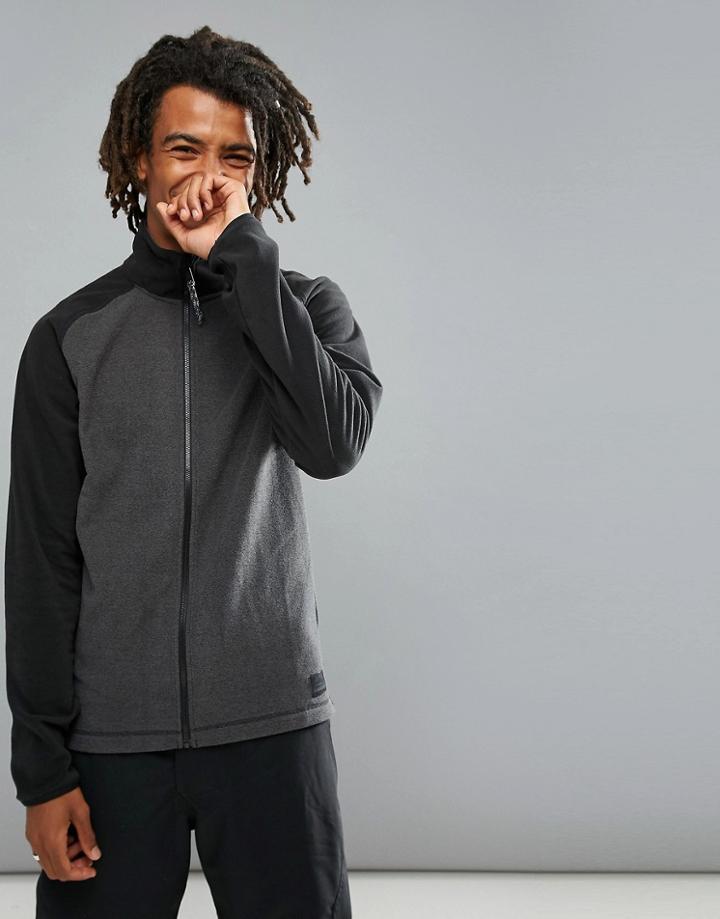 O'neill Ventilator Full Zip Fleece Sweat Raglan In Gray/black - Gray