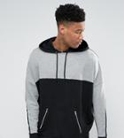 Asos Tall Extreme Oversized Longline Hoodie With Cut & Sew - Black