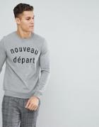 Selected Homme Sweatshirt With Velour Logo - Gray