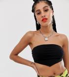 Collusion Tie Back Bandeau Top In Black - Black