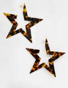 Asos Design Earrings In Star Design In Tortoiseshell - Brown