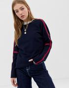 Only Side Stripe Sweat - Navy